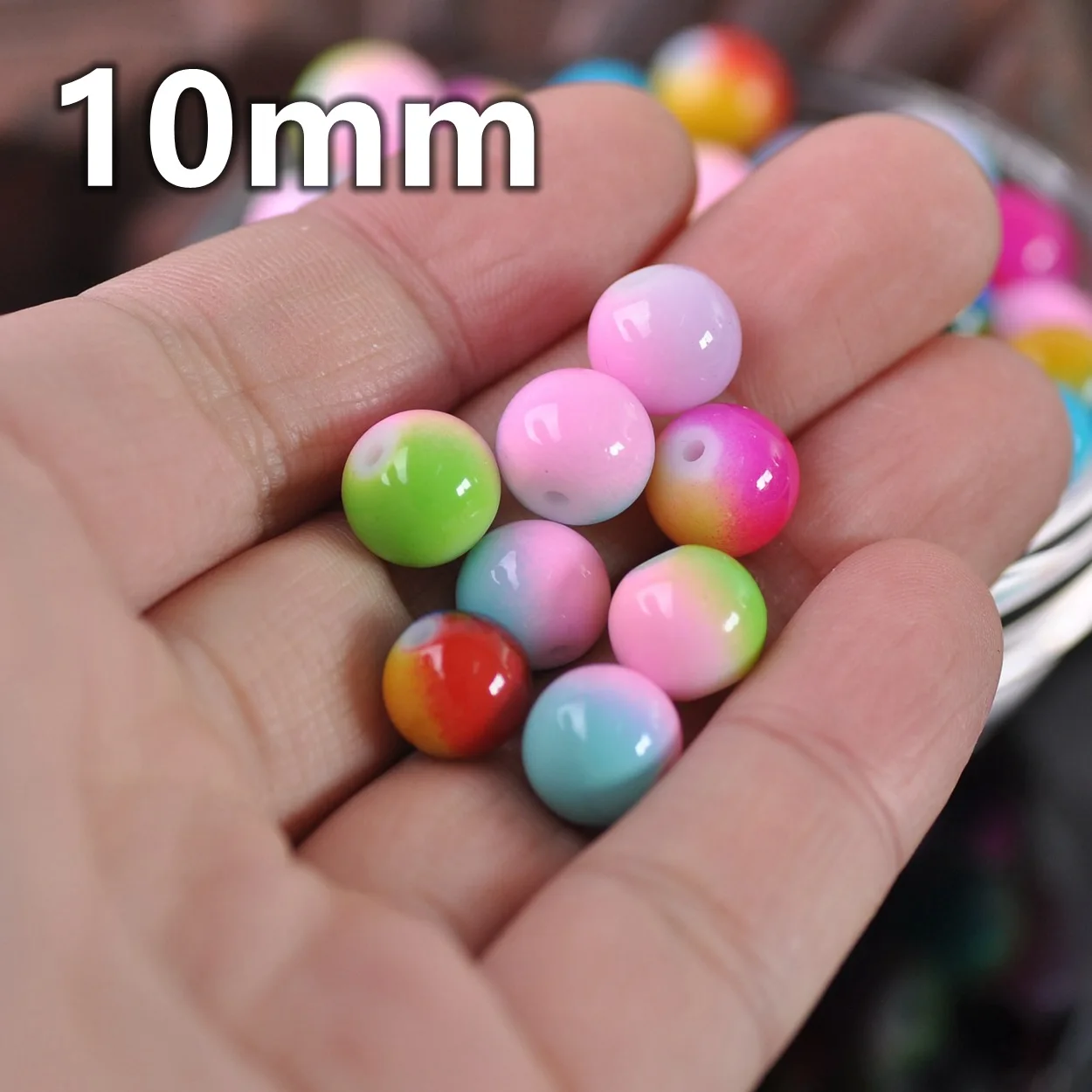 Round 6mm 8mm 10mm 12mm Bicolor Coated Opaque Glass Loose Crafts Beads lot for Jewelry Making DIY Findings