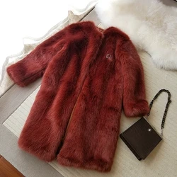 Top brand Style High-end New Fashion Women Faux Fur Coat S64  high quality