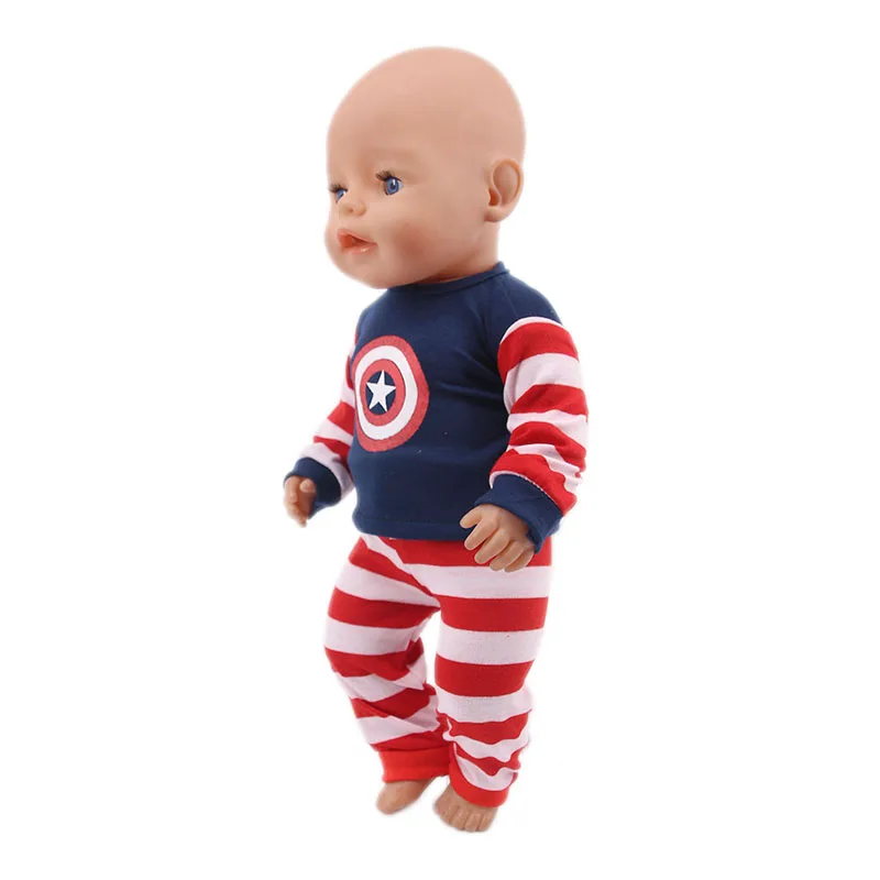 Doll Clothes 2Pcs/Set Superheros Clothes Cosplay For 18 Inch American Doll & 43 Cm New Born Baby Accessories,Logan Boy Doll Gift