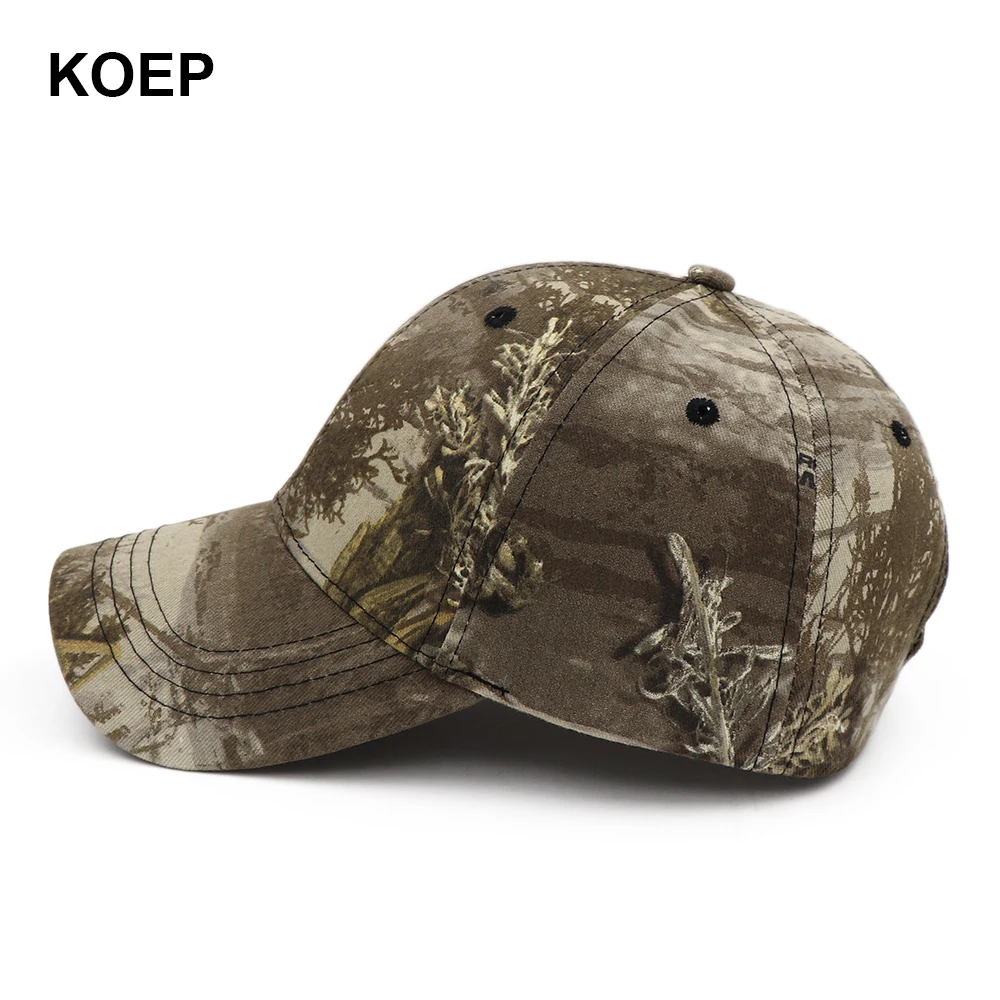 KOEP New Outdoor Jungle Fishing Baseball Hat Cap Man Camouflage Hunting Hat Casquette Bone Cotton Tree Camo Snapback Dad Caps