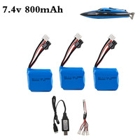 7.4v 800mAh 18350 battery for H100 H102 H106 Li-ion Battery and USB Charger for JJRC S1 S2 S3 S4 S5 High Speed RC boat