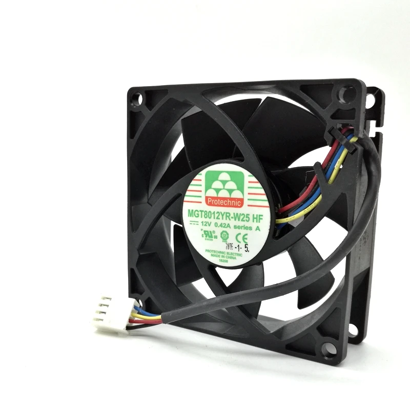 MAGIC MGT8012YR-W25 DC12V 0.42A 8025 80MM 80*80*25MM Comptuter CPU Cooling fan   like cooler master FA08025M12LPA with 4pin