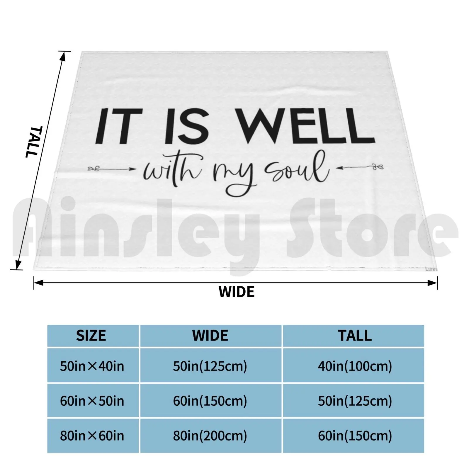 It Is Well With My Soul Blanket For Sofa Bed Travel Christian Inspiring Encouraging Black White Typography Hand