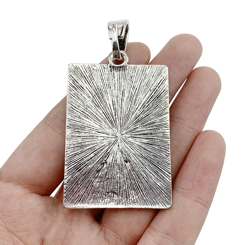 ZXZ 2pcs Tibetan Silver Large Tree Rectangle With Imitation Stone Charms Pendants for Necklace Jewelry Making Findings 67x35mm