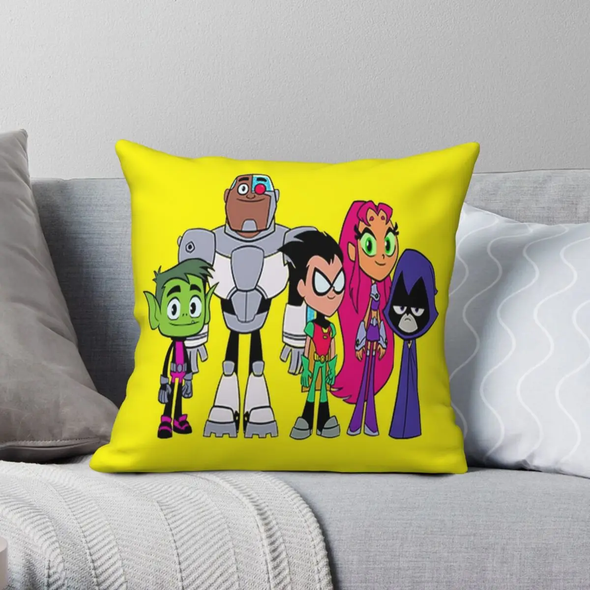 Teen Titans Go! Square Pillowcase Polyester Linen Velvet Creative Zip Decor Throw Pillow Case Sofa Seater Cushion Cover