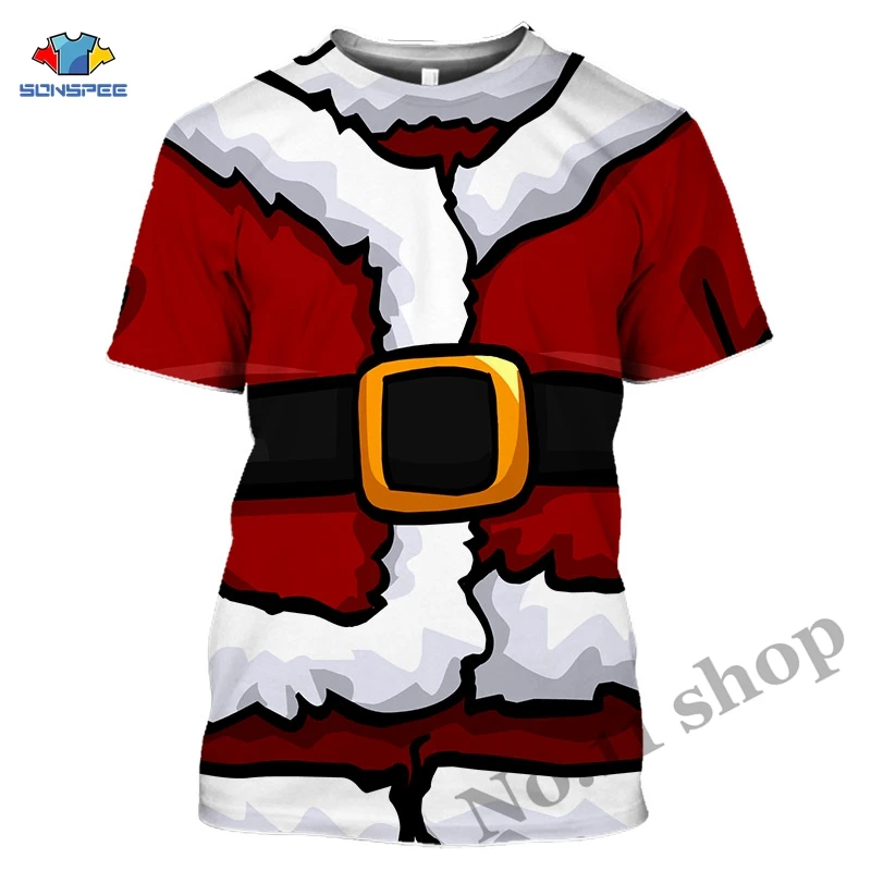 Christmas Mens T shirts 3D Print Funny Cosplay Santa Claus Boys Girls Clothes Xmas Holiday Tshirt Oversized New Year Clothes