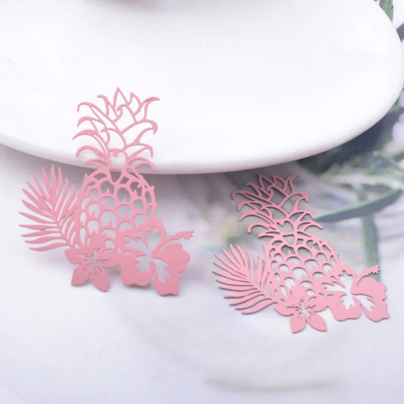30 Stück AB6742 41*35mm Messing-Laserschnitt Hibiskus-Anhänger Ananas-Anhänger DIY Schmuck Ohrring-Herstellung – Detail 2
