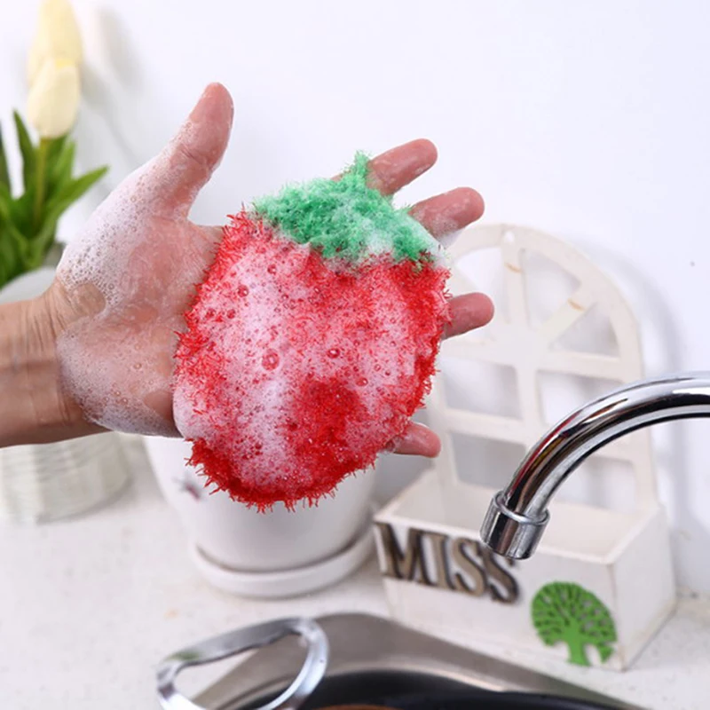 Stawberry Acrylic Fiber Dish Wash Cloth Clean Towel For Kitchen Random Weaving