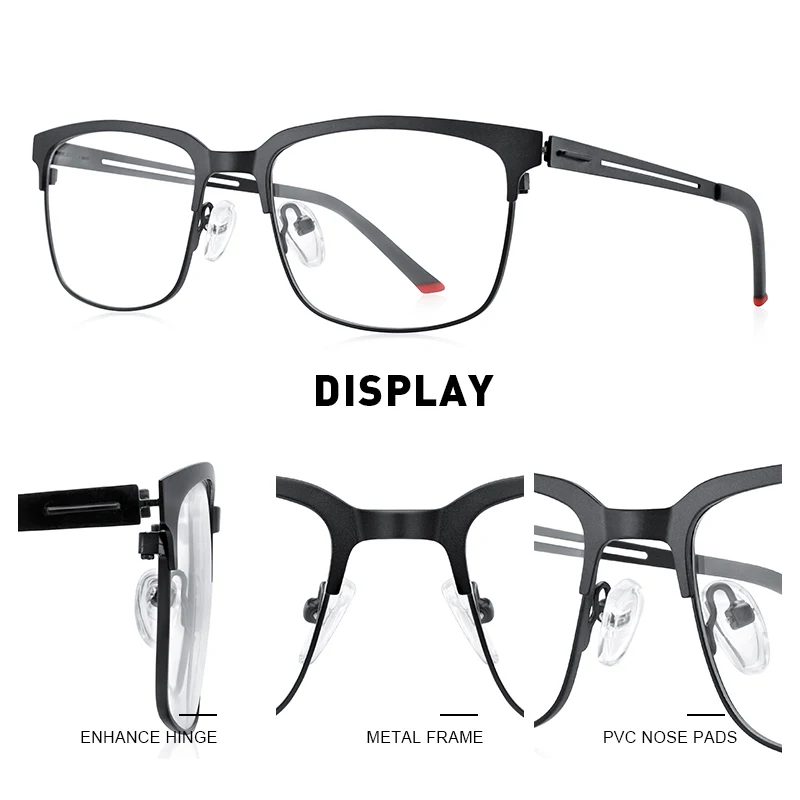 MERRYS DESIGN Classic Men Titanium Alloy Optical Glasses Frames Luxury Ultralight Square Myopia Prescription Eyeglasses S2182