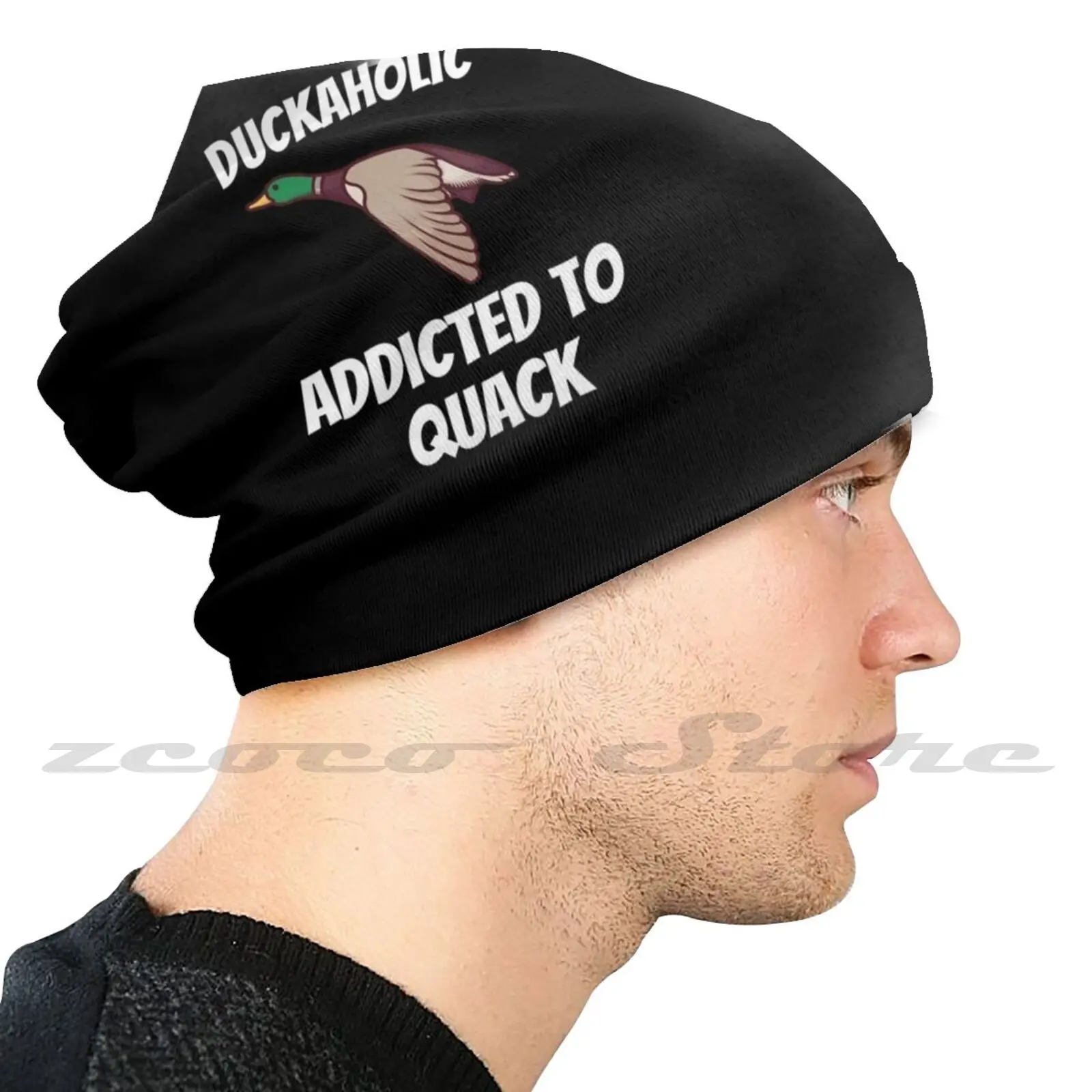 Duckaholic Addicted To Quack Funny Duck Hunting Adult Kids Knit Hat Hedging Cap Outdoor Sports Breathable Waterfowl Mallard