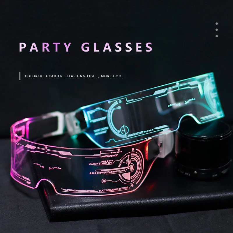 LED luminous glasses Halloween party bar music festival cross net red acrylic disco colorful luminous glasses