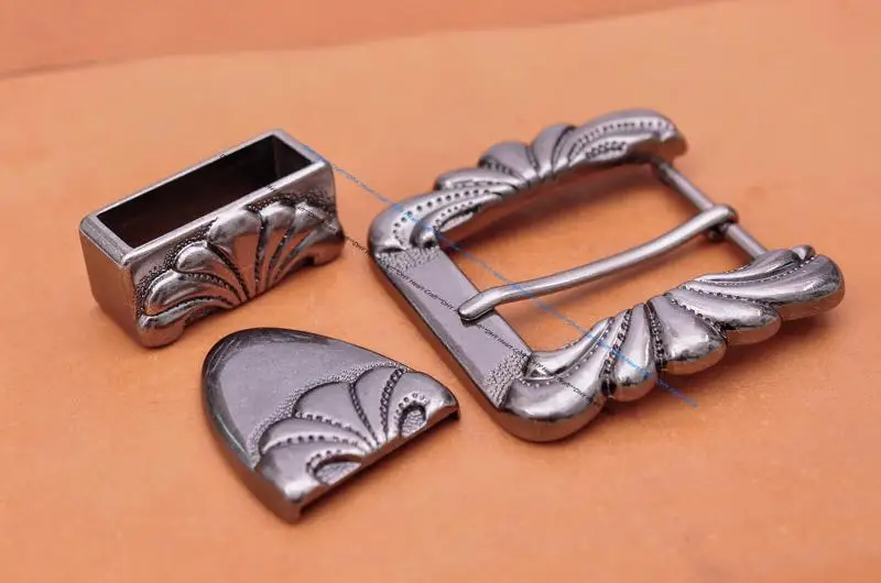 40mm Vintage Silver Western Cowboy Rodeo Floral Carved Jeans Apparel Leather Belt Leathercraft 3PCS Set Belt Buckle Replacement