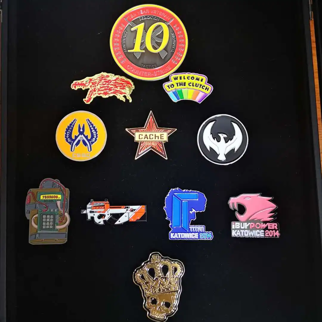 CSGO CS:GO Counter Strike Howl Pin Ten Year Veteran Coin WELCOME TO THE CLUTCH 14 Katowice Titan C4 P90 Metal Badge With Base