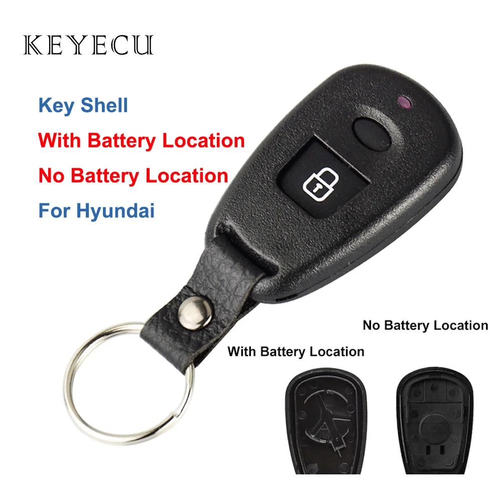 Keyecu Remote Control Car Key Shell for Hyundai Elantra Santafe Terracan 1 Button Keyless Entry Smart Key Cover Case Keychain