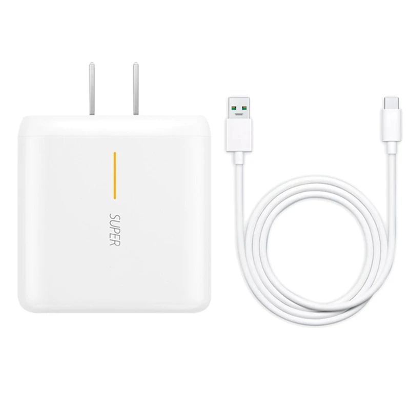 65W Supervooc 2.0 Fast Charger 1.5M Type-C Cable For OPPO Find X X2 Pro Reno 5 5G 3 4 6 Pro Ace 2 Realme 8 X50Pro RX17 Superdart