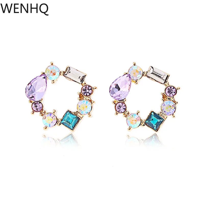 WENHQ Rhinestone Crystal Clip on Earrings Fashion Jewelry No Pierced Earrings Party Birthday Elegant Statement Ear Clip New 2021