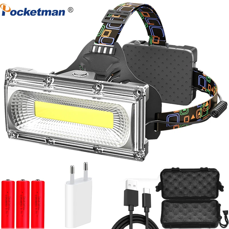 

Headlamp COB Strong light Rechargeable Super bright flashlight outdoor LED long-range home miner led ultra light