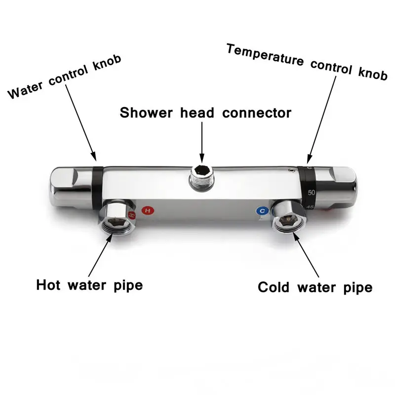 

Xueqin Thermostatic Bath Mixer Shower Control Valve Bottom Faucet Bathroom Wall Mounted Hot And Cold Brass Mixer Bathtub Tap