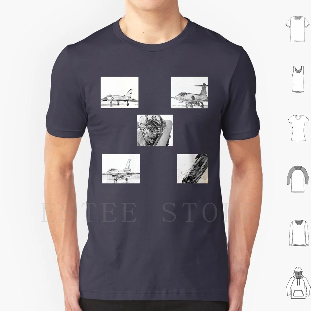 Jets T Shirt Print Cotton Jets Airplanes F16 F15 A7 Mirage Dassault Dog Fight Mach Pilot Manga Comic Fighter Fighter Pilot