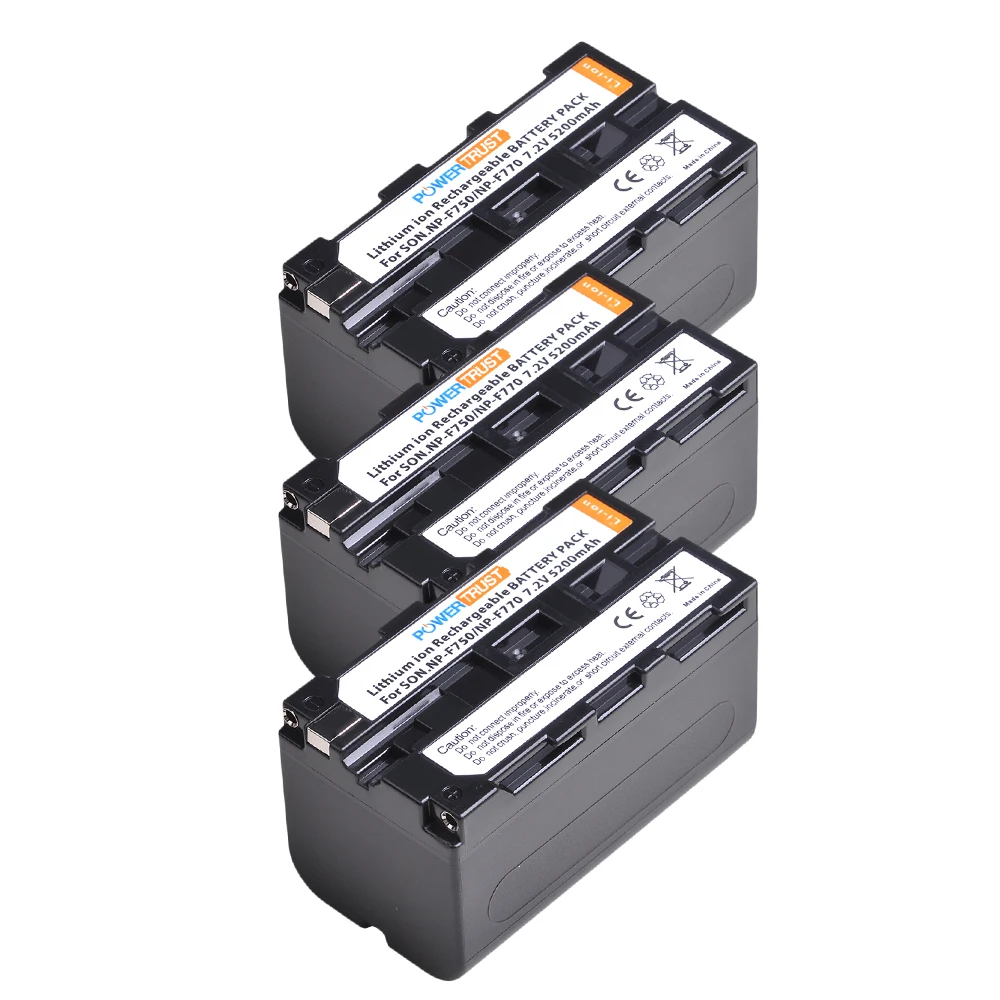 PowerTrust 3Pc NP-F750 NP-F770 NP F750 NP F770 Battery for Sony NP F970 F960 ccd-tr917 ccd-tr940 ccd-trv101 ccd-trv215