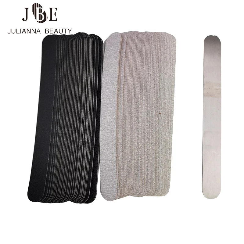 100pcs Black Nail File Set With a Steel Plate  UV Gel Nail Polishing Sanding Buffers For Manicure Nail Art Buffing Tools