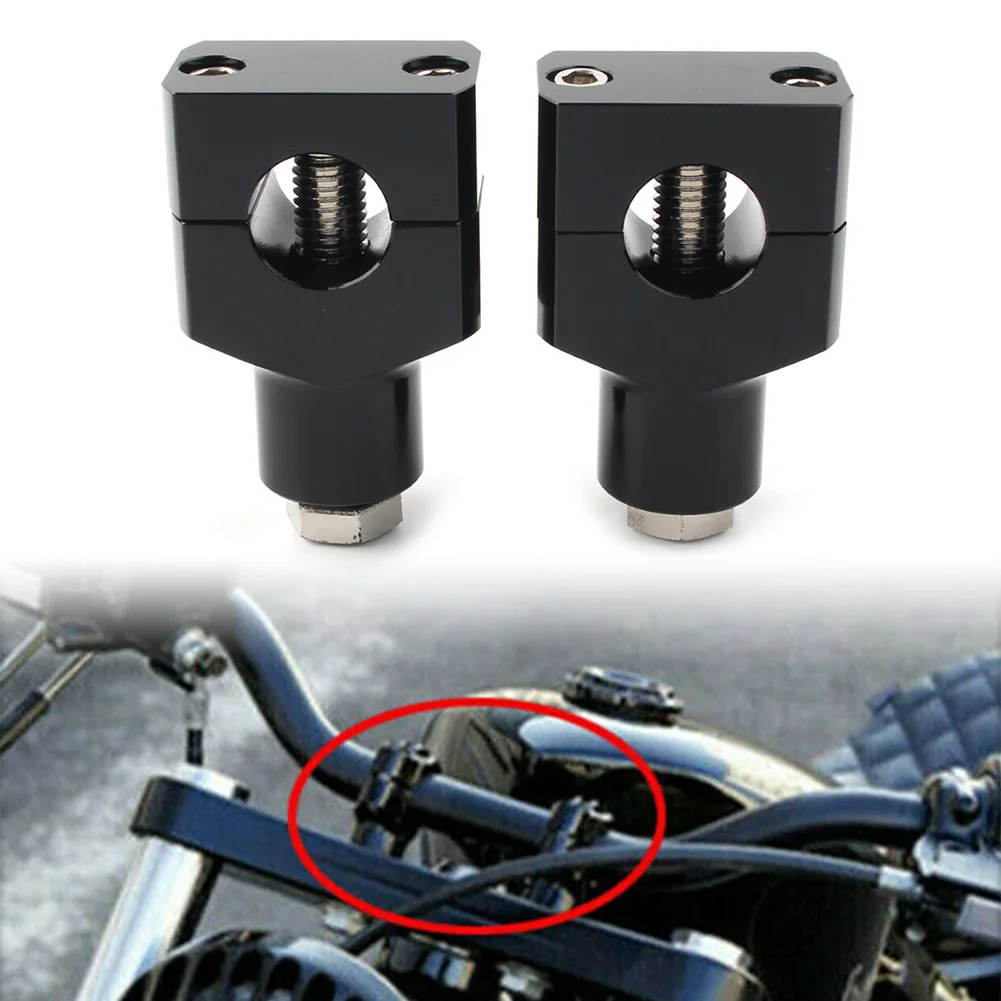 

1" Motorbike Handlebar Handle Bar Adapter Risers Clamp Mounts For Harley Fatboy Black CNC 2Pcs