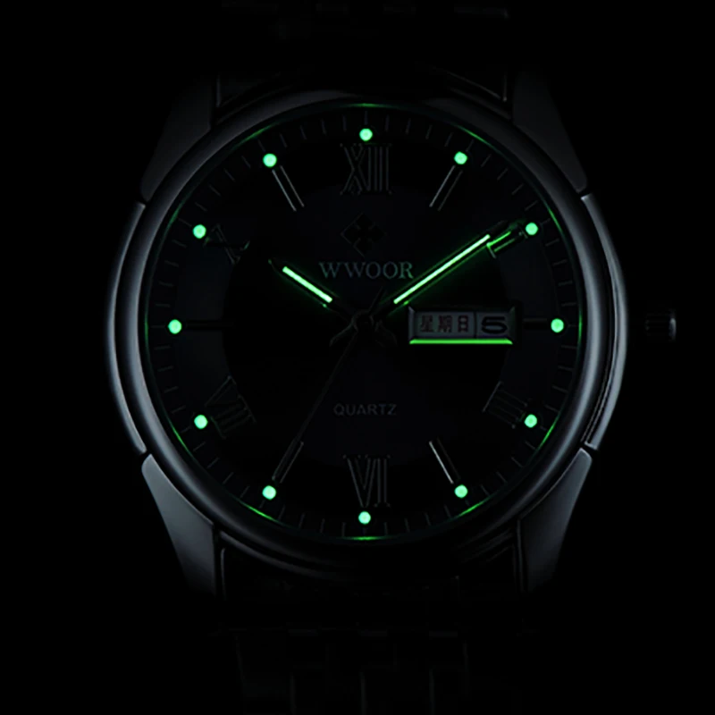 WWOOR-relojes de cuarzo de lujo para mujer, pulsera de acero inoxidable con fecha, resistente al agua, regalo para novia