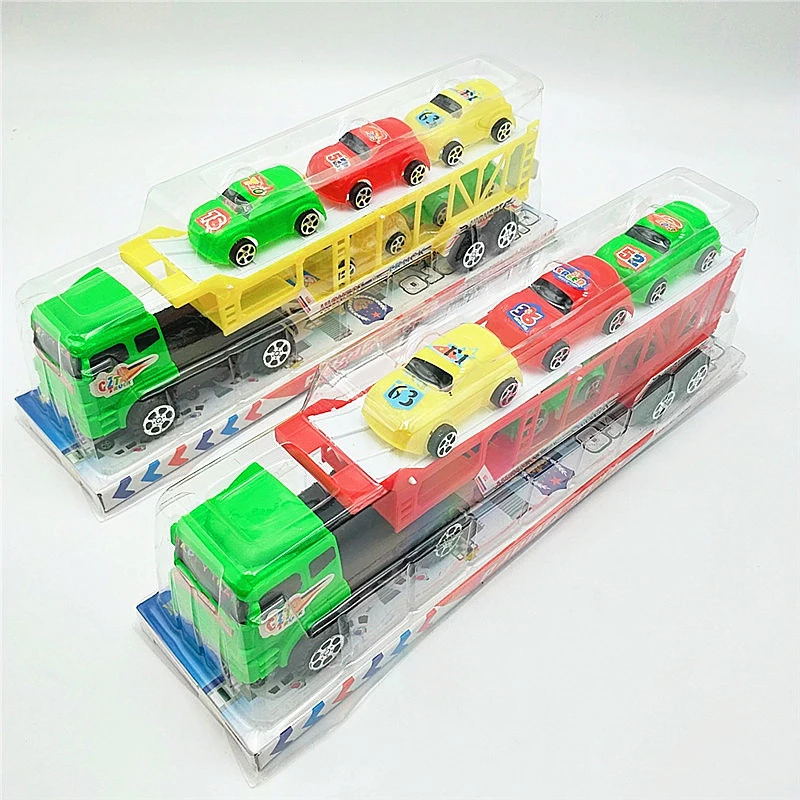 6pcs Set Double Deckers Toys Car Model Large Container Truck Transport Trailer Simulation Flat Carrier Gift for Children Toys