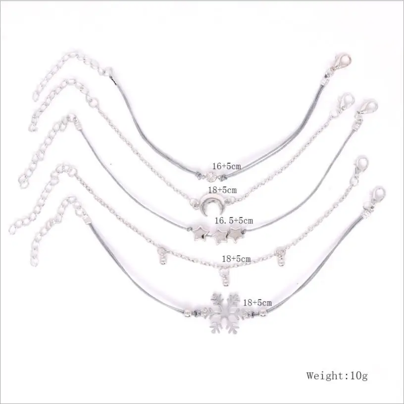 رائعة ندفة الثلج نجمة القمر سوار مجموعة البوهيمي الذهب الفضة اللون سوار اكسسوارات الحفلات موضة المرأة مجوهرات S2256 #3