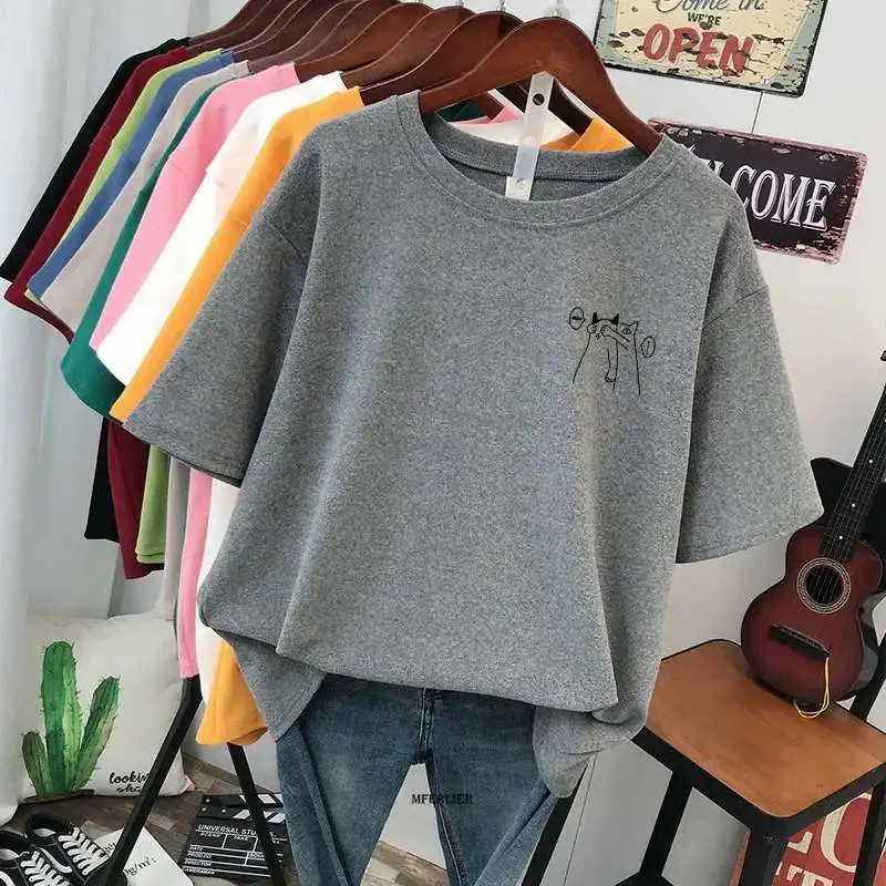 Plus Size 6XL 150kg Summer Women T Shirt Short Sleeve Big Tee Cotton Shirt O Neck Short Sleeve Cartoon Print Women T Shirt