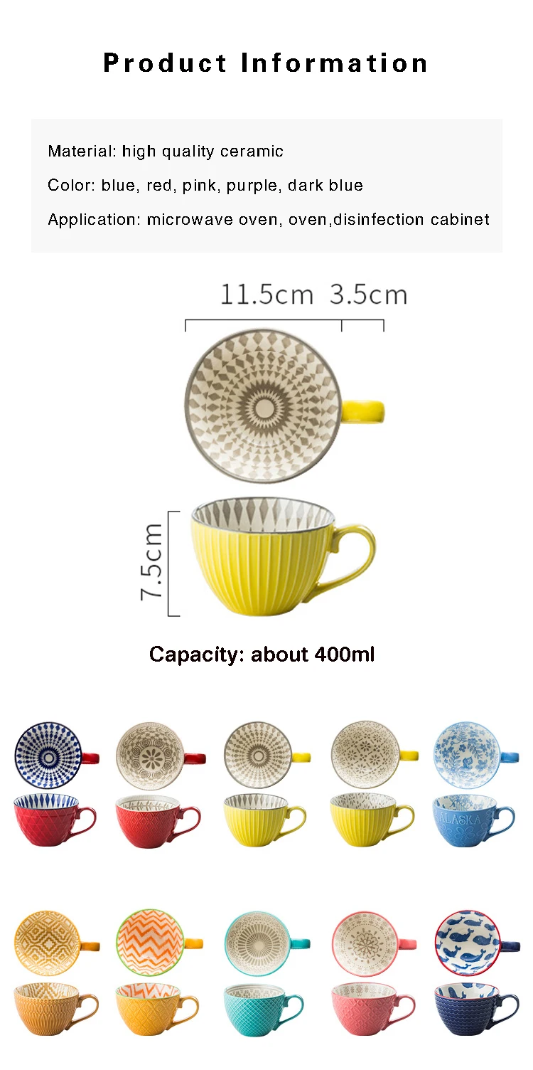 European Style Ceramic Coffee Cups Milk Tea Breakfast Mug Cappuccino Flower Cups Latte Kitchen Tableware High-grade