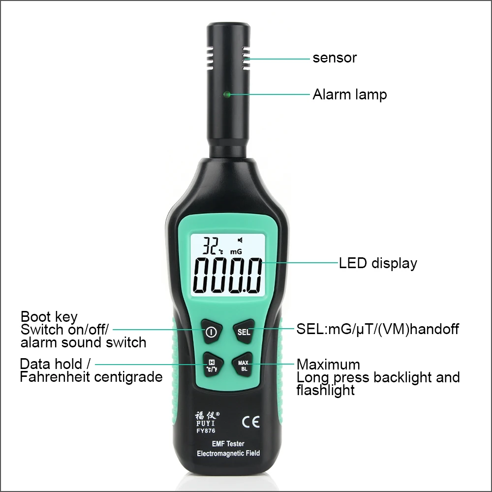 RZ EMF متر كاشف إشعاع المنزلية المحمولة الرقمية 5HZ-3500MHz 3 في 1 المجال الكهرومغناطيسي متر للمنزل مكتب