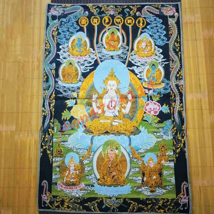 Silk embroidery Buddha Thangka, exquisite crafts, decorations, collections