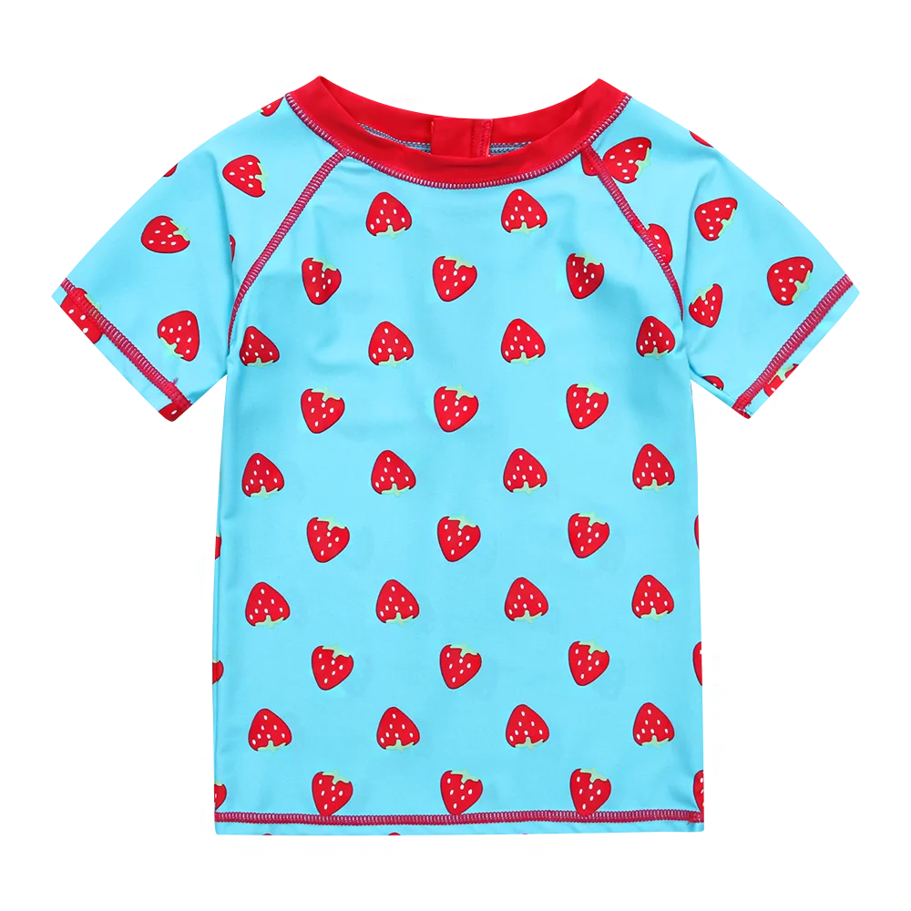 

Wishere Summer Children Girls Swimwear UPF50+ Sun Protection Sunsuit Kids Swim Shirt Short Sleeve Rash Guards Baby Swimsuit