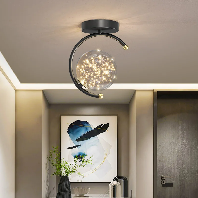 Aisle Lamp Modern LED Ceiling Light Luminaire Corridor Home Hallway Decoration Fixture Black Gold Small Simple Design Lighting