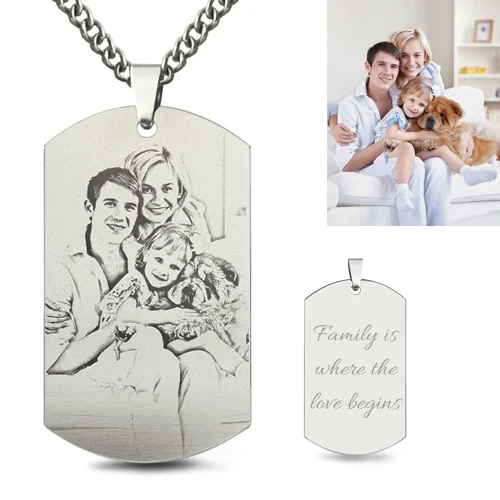 

Yonney Dropshipping Personalized Photo Necklace Pendant Steel Family Picture Custom Necklaces Engraved For Mom Dad Gift