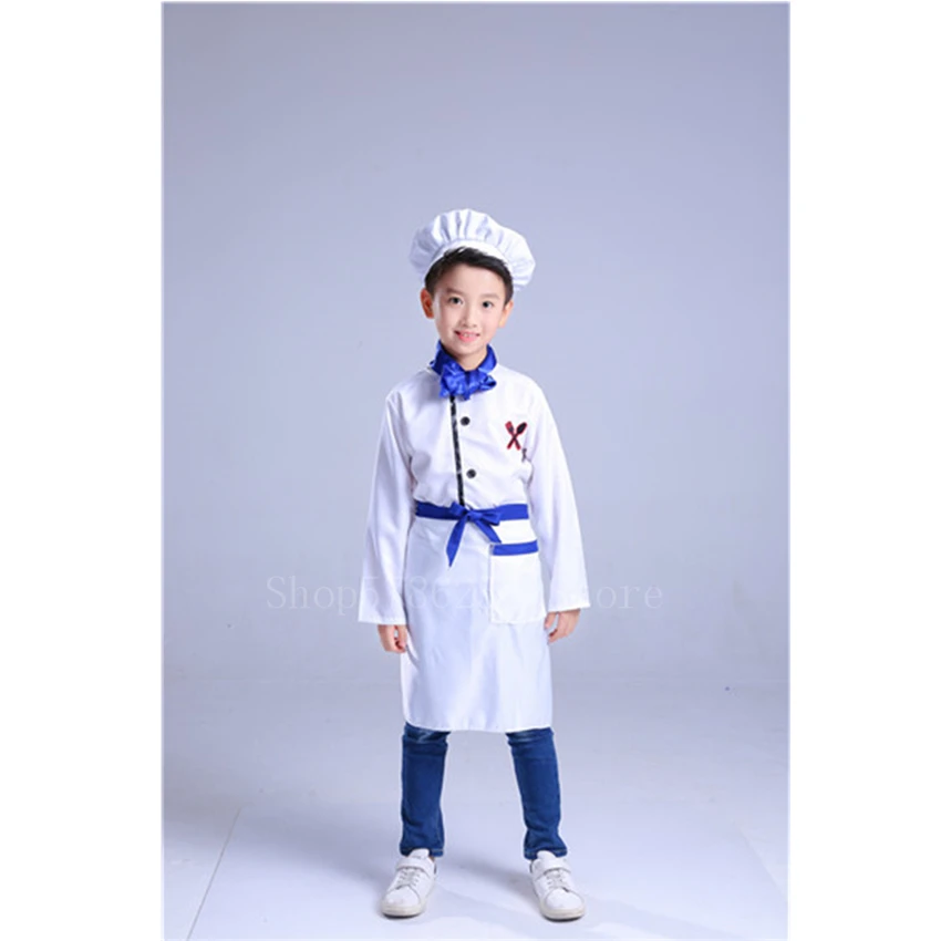 Children's Day Bakery Chef Uniform Cosplay Cooking Halloween Costume for Kids Boy Girl Anime Kitchen Cap Jacket Apron Restaurant image 5