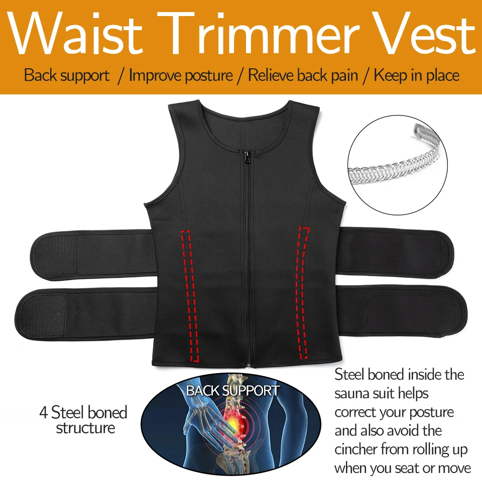 Männer Body Shaper Taille Trainer Weste Abnehmen Hemd Sauna Schweiß Weste Kompression Unterhemd Shapewear Fat Burner Workout Tank Tops