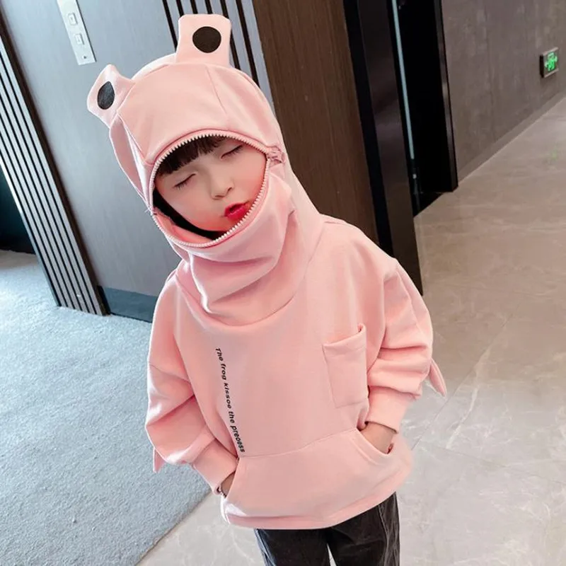 2021 Spring New Cartoon Kids Sweatshirt Toddler Clothes Girls Solid Long Sleeve Loose Hoodies Tops 1-7Yrs Girls Sweatshirts