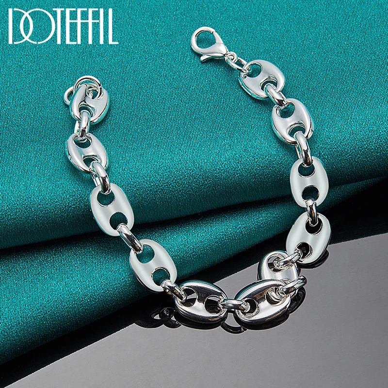 DOTEFFIL 925 Sterling Silver 18K Gold Simple Classic Chain Bracelet For Women Man Wedding Engagement Party Fashion Jewelry