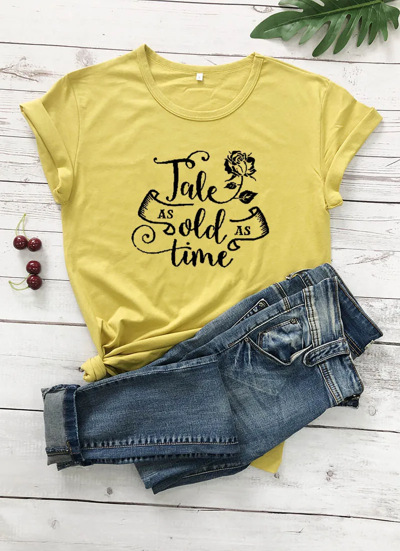 

Tale as old as time Graphic T-Shirt Funny Hipster 100% Cotton Grunge Clothing Tee Flower Fall Summer Aesthetic Tops art Outfits