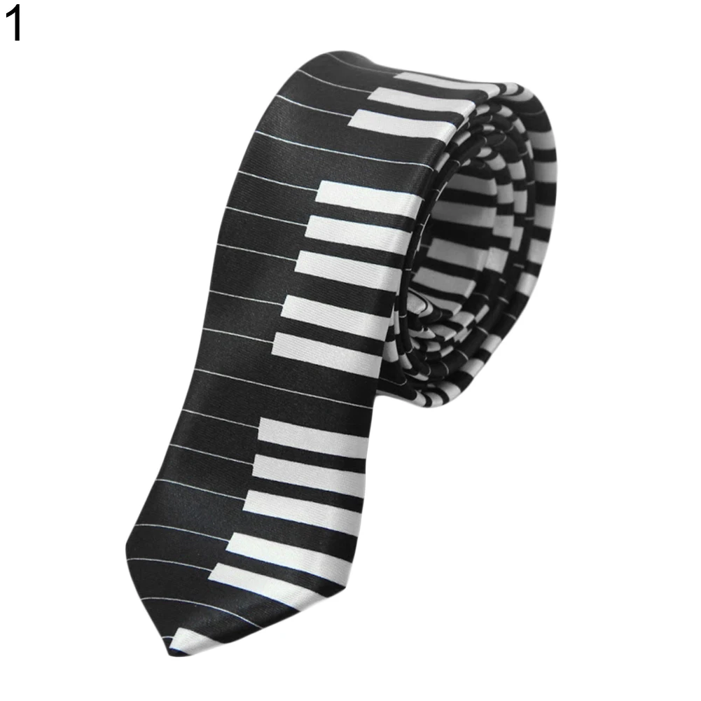 Klassieke Heren Skinny Tie Zwart En Wit Piano Stropdas Slim Smalle Wedding Party Tie Gift Muziek Liefhebber Gift accessoire