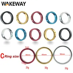 WAKEWAY 40MM, 45MM, 50MM Stainless Steel Metal Men's Fashion Ring Penis Delayed Ejaculation Ring