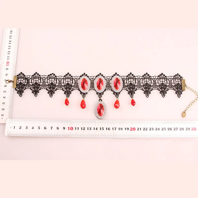 2025New Collares Sexy Gothic Chokers Crystal Black Lace Neck Choker Necklace Vintage Victorian Women Chocker Steampunk Jewelry