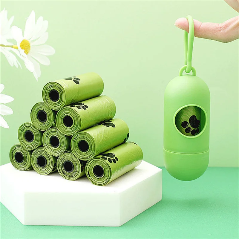 120pcs Waste Bag 15pcs/roll Dispenser for Degradable Dog Waste Carrier Pet Supply Accessory Dog Cat Tools Poop Bag Holder E11999