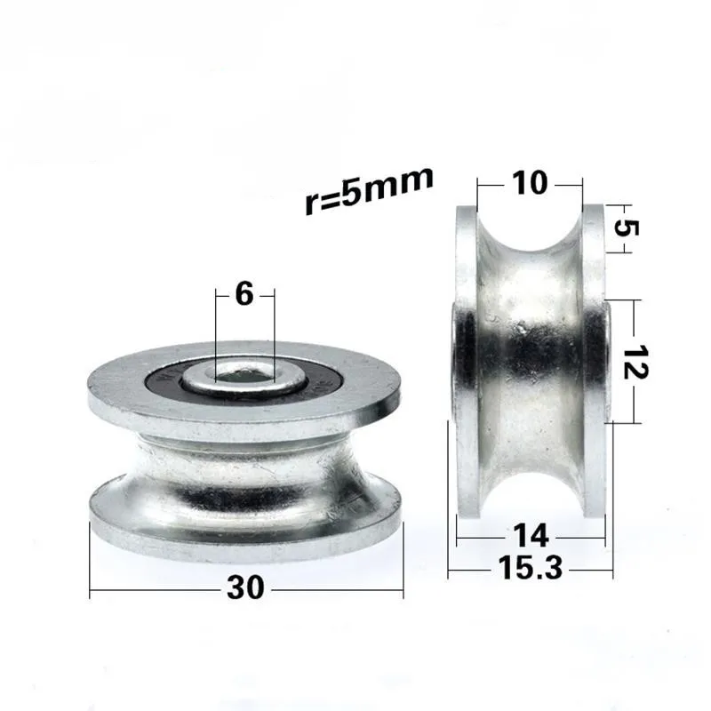 10 Stück/40 Stück U-Nut-Führungsrad 6*30*14mm Stahlrollenlager Seil-Draht-Leiterrolle 6x30x14 mm – Detail 1