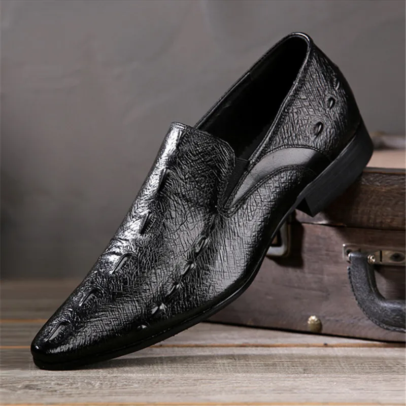 2019 New Men's Suit Single Shoes British Dermis Crocodile Business Size Men's Shoes really genunine leather shoes