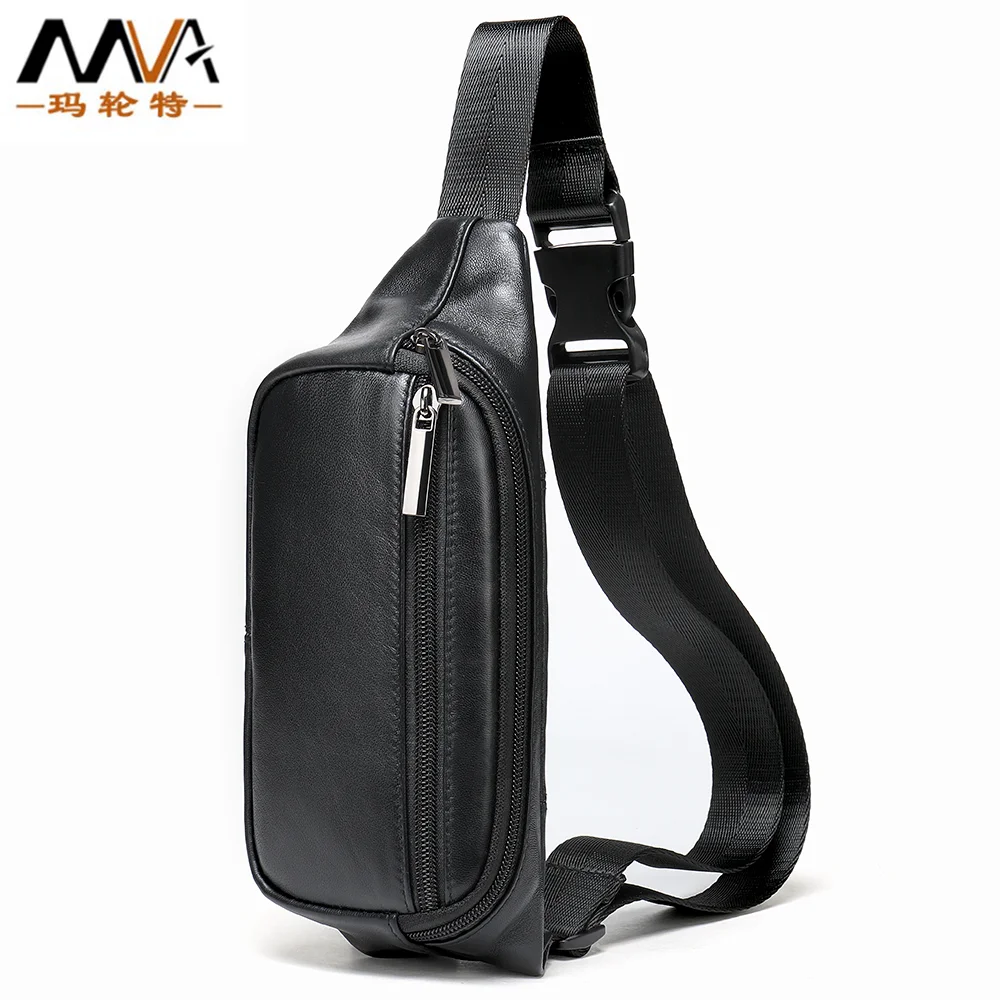 Men·s sheepskin dumpling type waist bag Retro multi-functional genuine leather Chest bag Waterproof shoulder crossbody sport bag