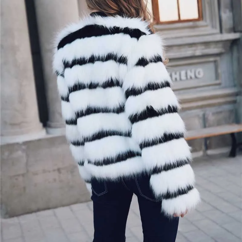 new products winter new imitation fur coat large size ladies coat loose round neck short mixed color coat