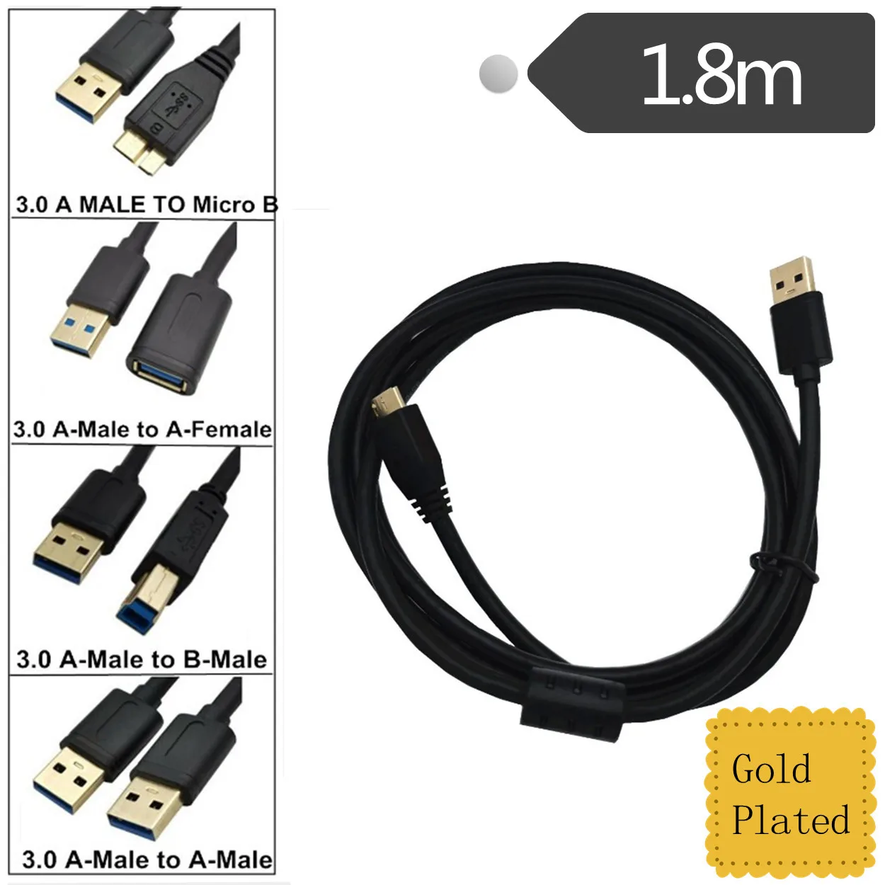 USB Cable Fast Speed USB 3.0 Type A to Micro B Male Female Data Sync Cable Extension Code for External Hard Drive Disk Printer